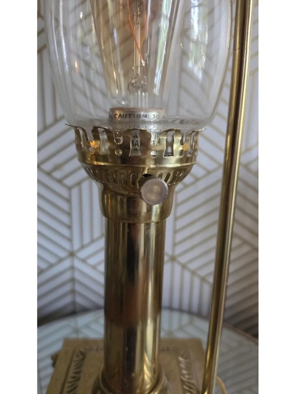 Vintage Paris Istanbul Orient Express Brass & Glass Clawfoot Lamp Adjustable